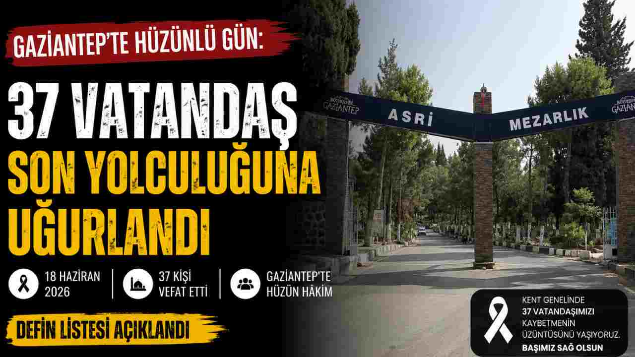 Gaziantep'te Hüzünlü Gün: 37 Vatandaş Son Yolculuğuna Uğurlandı