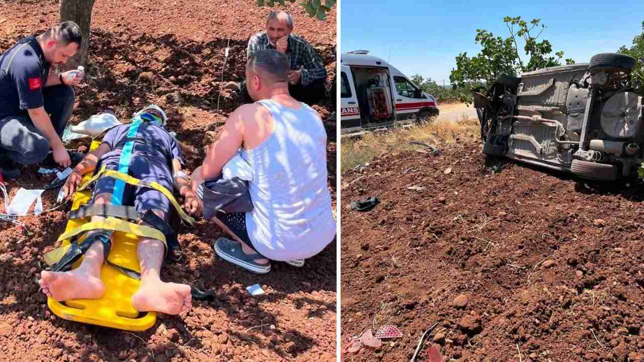 Gaziantep’te takla atan otomobilde 3 kişi yaralandı
