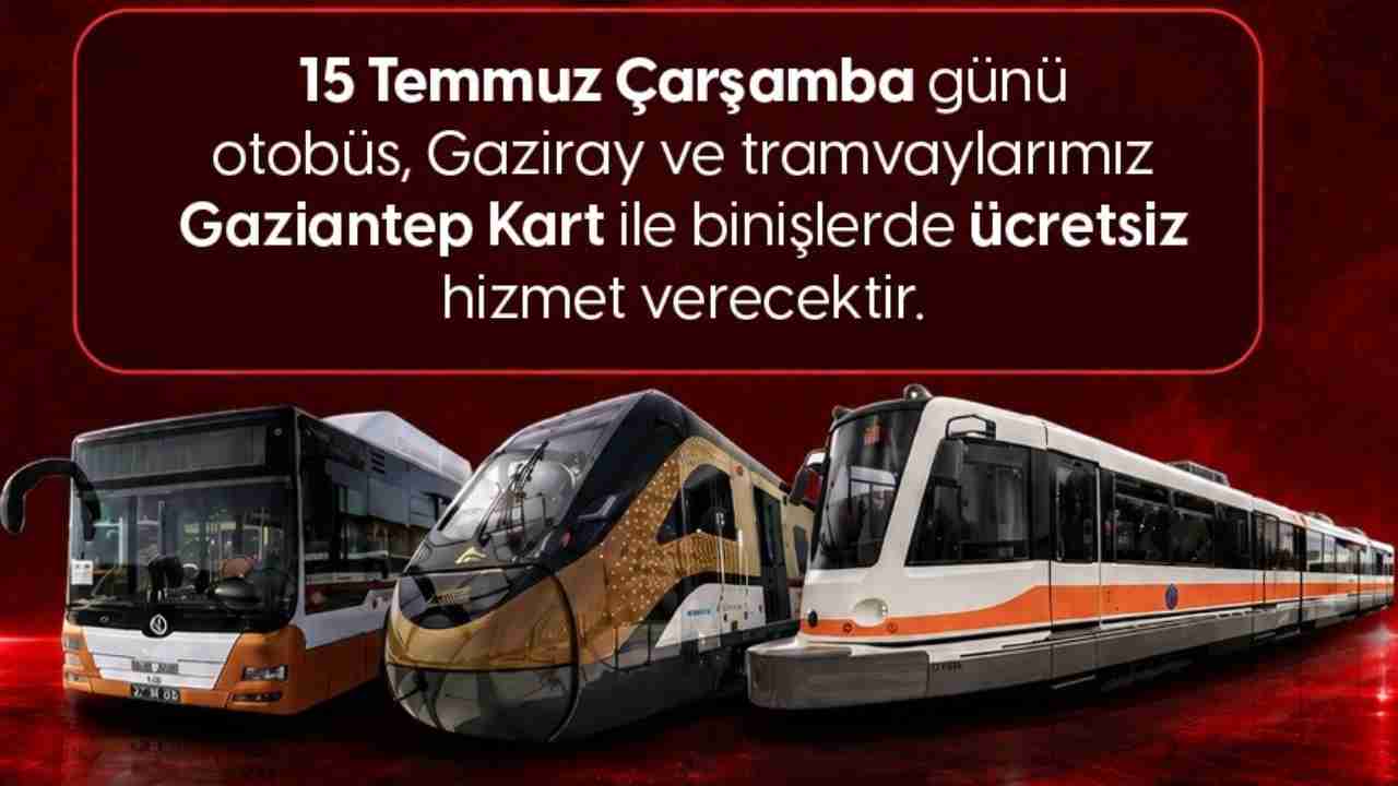 Gaziantep'e Toplu Taşıma Müjdesi! Ücretsiz olacak