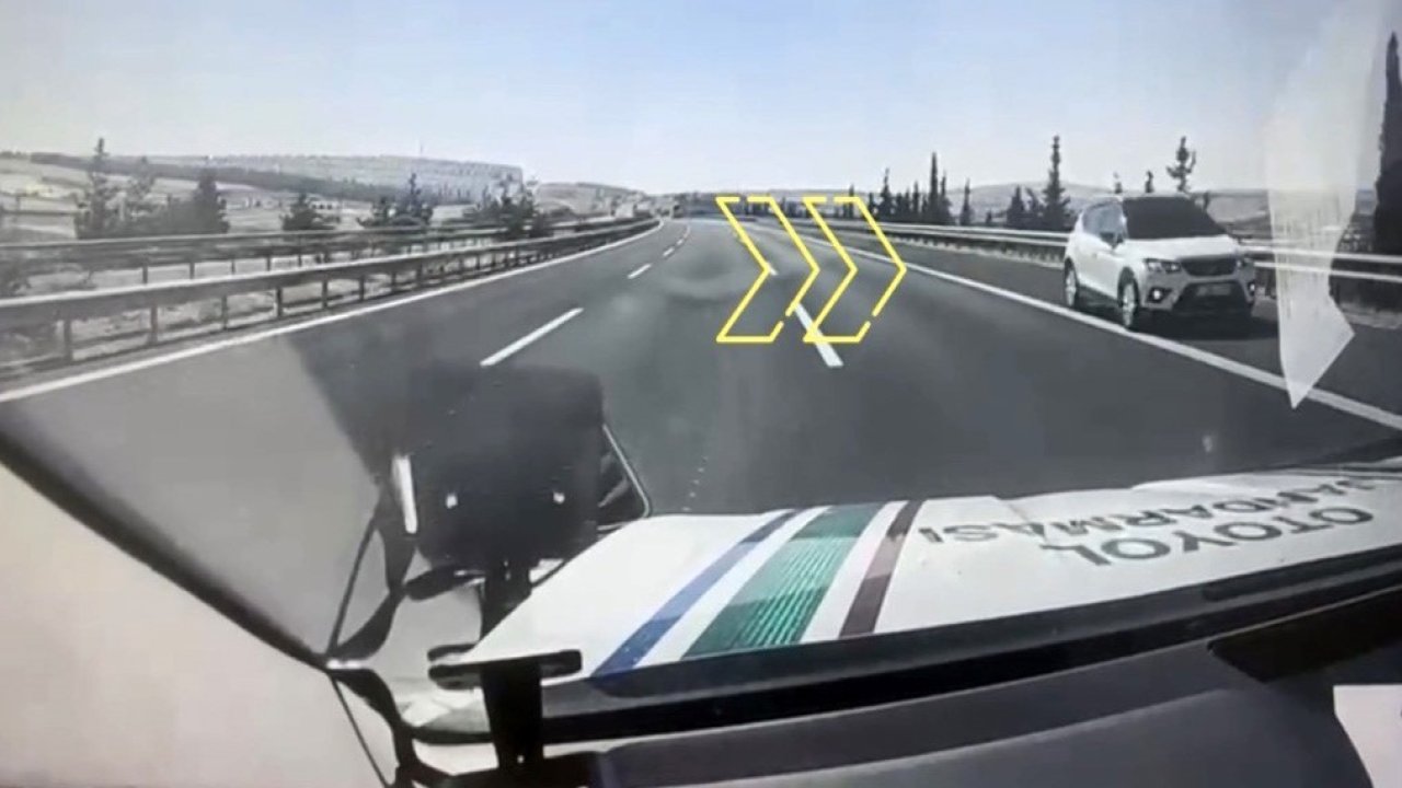 Gaziantep'te Otoyolda ters yönde ilerleyen araca 90 bin TL ceza! İşte O Anlar