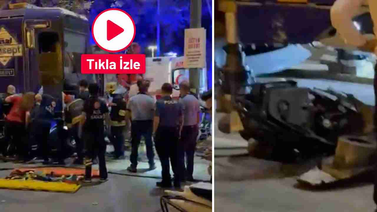 Gaziantep'te Tramvay ile Motosiklet Çarpıştı! 2 Kişi Yaralandı