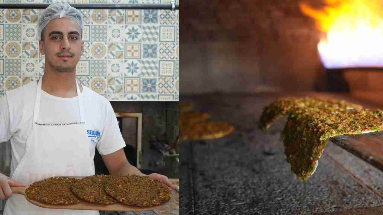 Gaziantep'te kavurucu sıcaklarda ocak başında 800 lahmacun pişiriyor