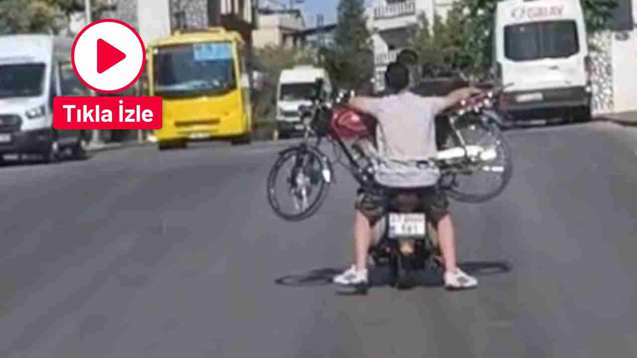 Gaziantep’te Trafikte Akılalmaz Anlar! Motosiklet Üzerinde Motosiklet Taşıdılar