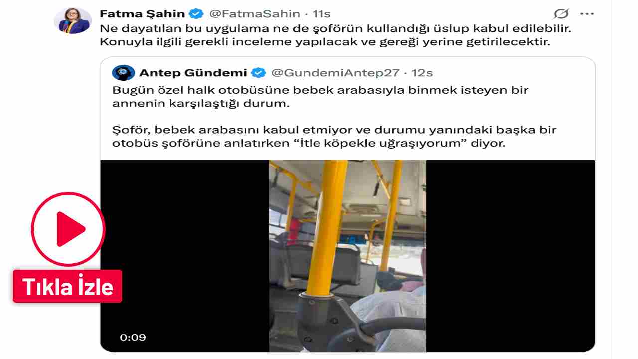 Gaziantep’te Halk Otobüsünde Şok Eden Olay! Başkan Şahin: “Kabul Edilemez”
