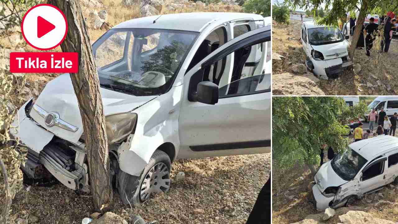 Gaziantep'te kontrolden çıkan araç ağaca çarptı: 2 yaralı