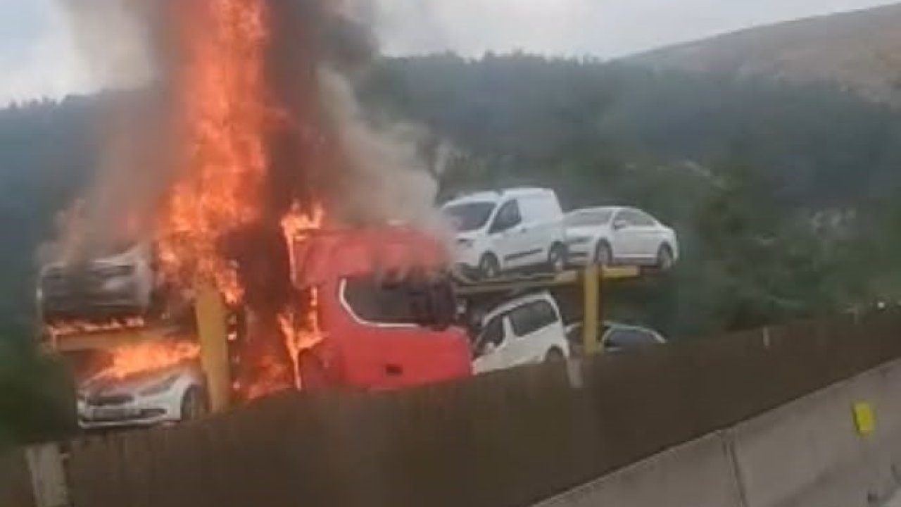Gaziantep Otoyolu'nda Milyoluk Yangın.... Onlarca Sıfır Araç Yandı
