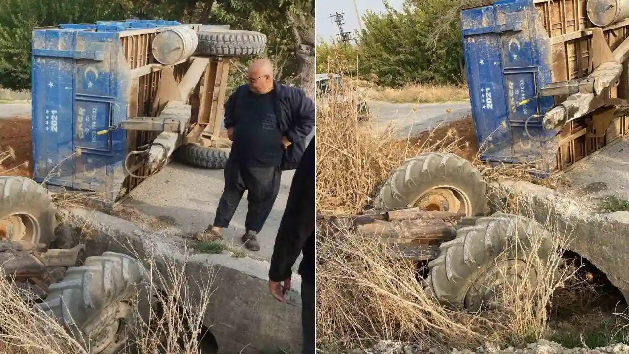 Gaziantep'te toprak yüklü traktör dereye uçtu: 1 yaralı