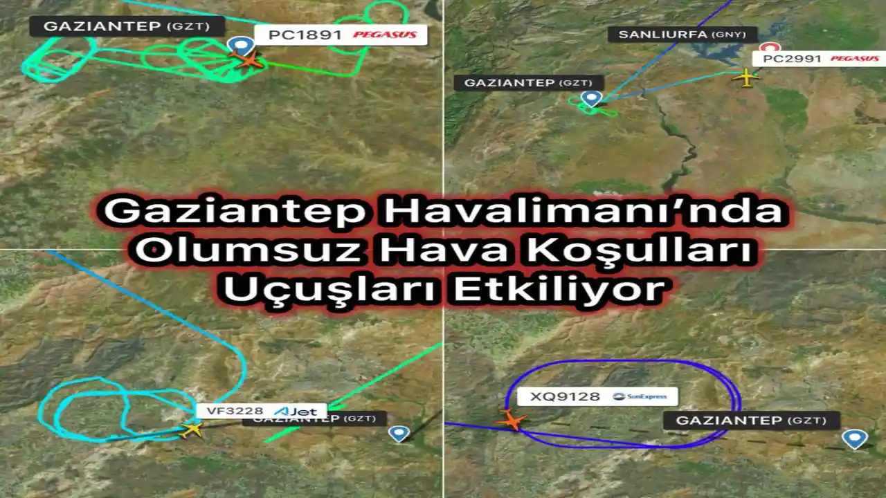 Gaziantep Havalimanı'nda Uçuşlar Aksadı: Uçaklar Havada Bekledi