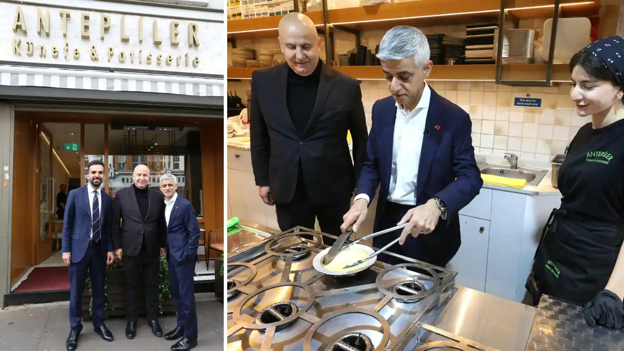 Londra Belediye Başkanı Sadiq Khan Antepliler Restoranı'nda Künefe yaptı
