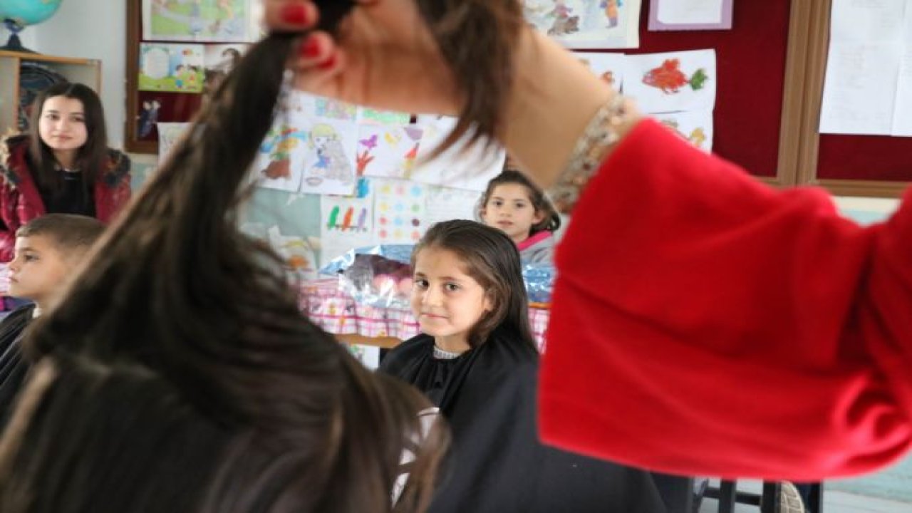 Köy okullarındaki çocuklar ilk kez kuaför sevinci yaşadı