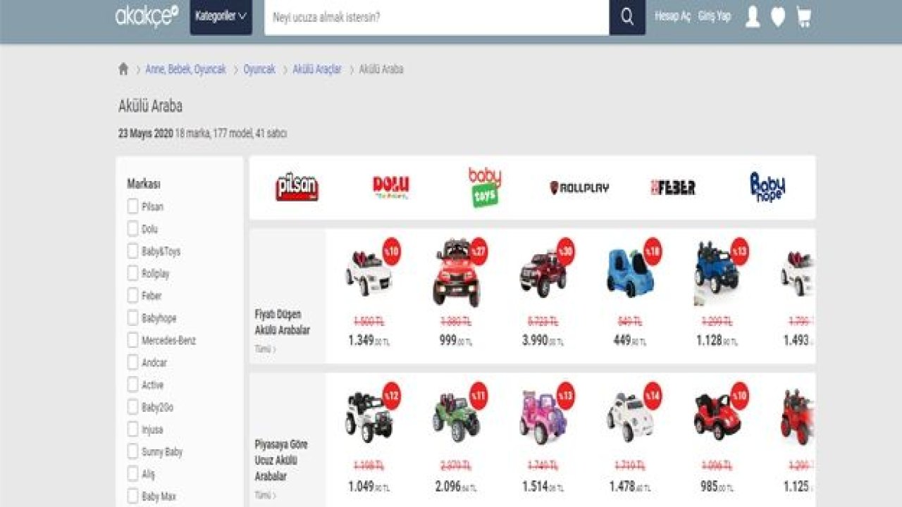 Akülü Araba Modelleri ve Fiyatları