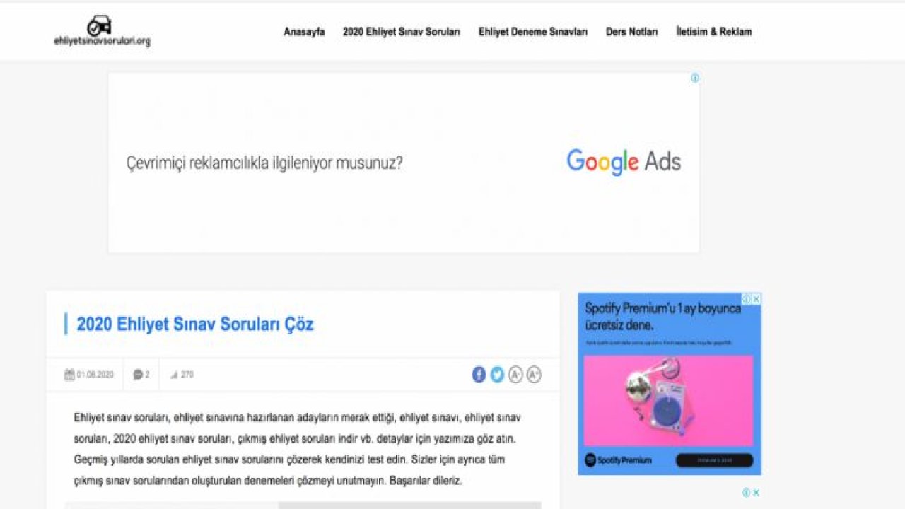 Ehliyet Sınav Soruları Çöz Ağustos 2020