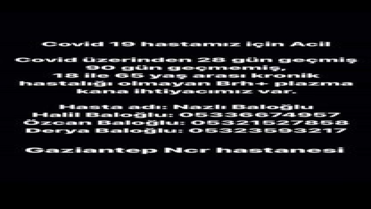 Gaziantep Acil Plazma Bağışı