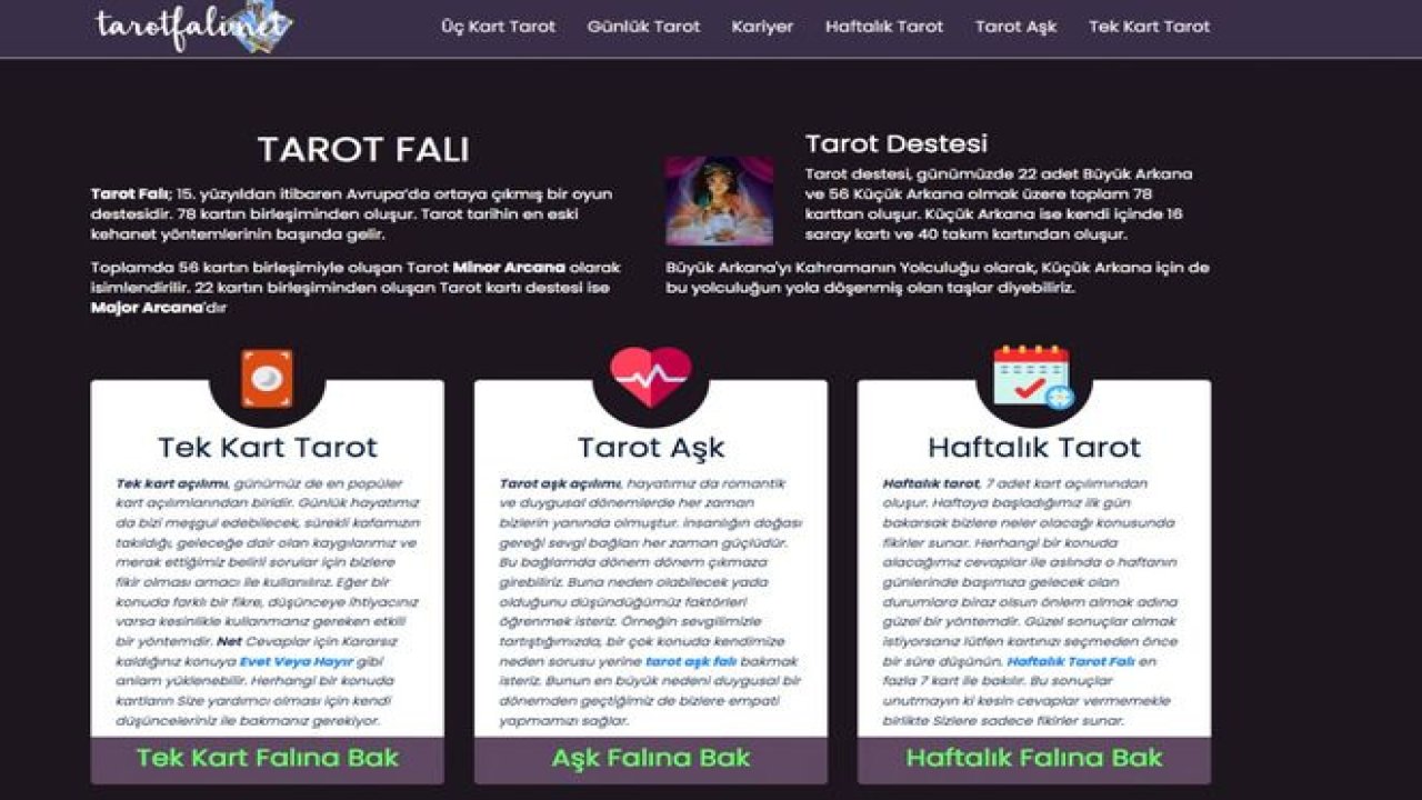 Bilinen en eski kehanet yöntemi Tarot Falı