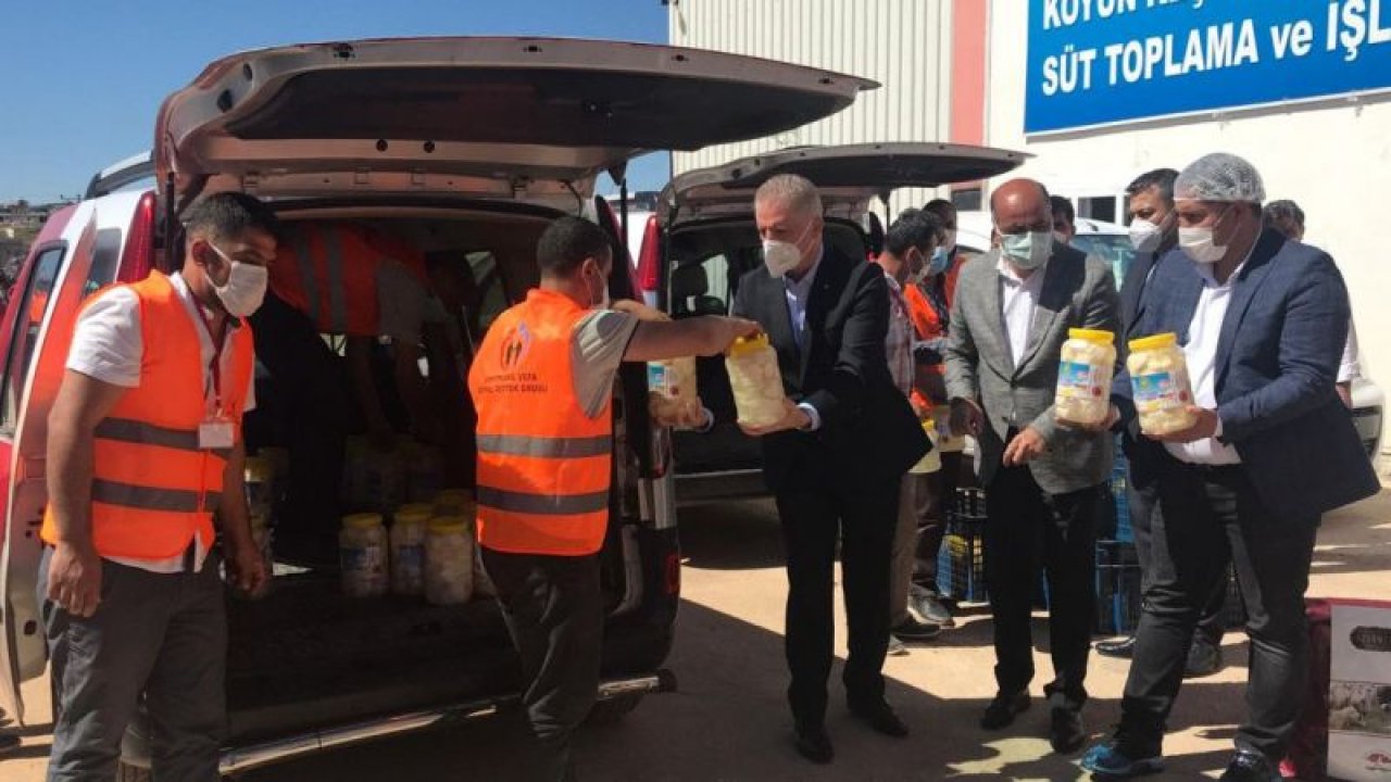Vali Gül Durmuyor!Gaziantep İçin Çalışıyor..Gaziantep'te üreticilerin elinde kalan sütler peynire dönüştürülerek ihtiyaç sahiplerine dağıtıldı
