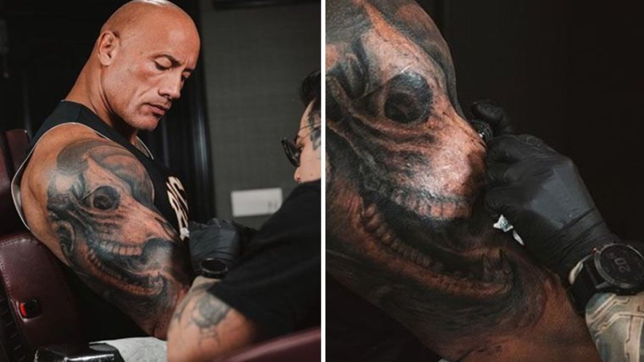 Ünlü aktör Dwayne Johnson'ın dövmesinin yapımı 30 saat sürdü