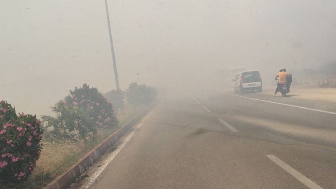 İslahiye’de anız yangını trafiği felç etti