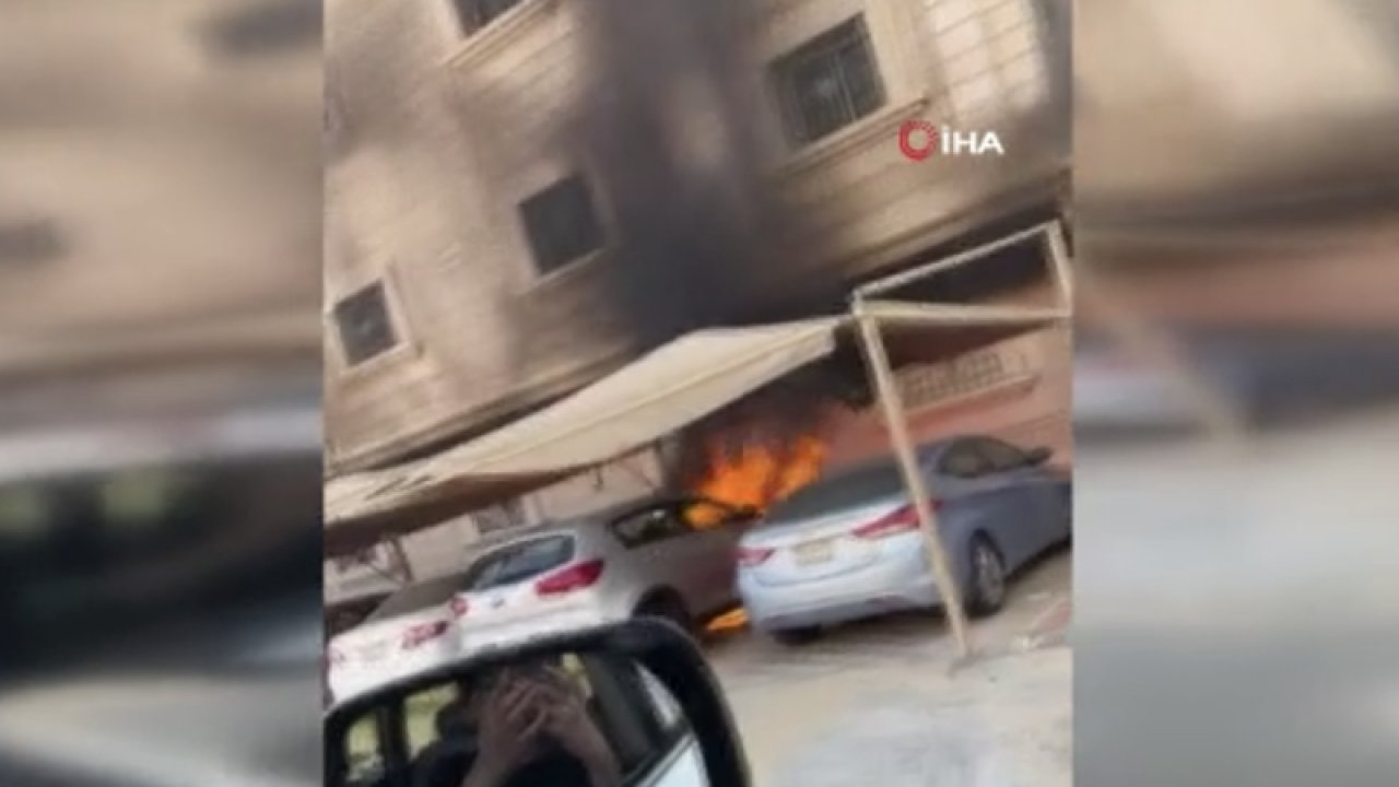 Yanan aracı halat yardımıyla uzaklaştırarak faciayı önledi