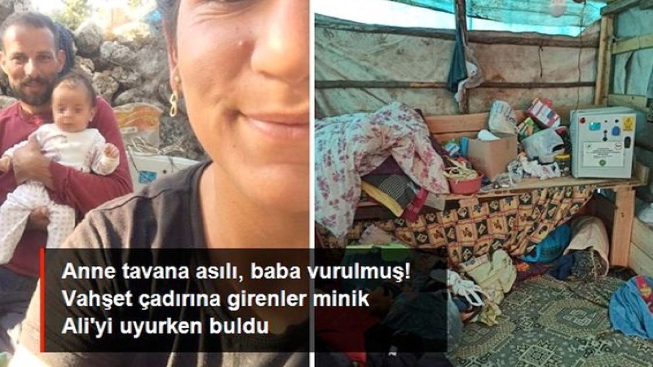 Anne tavana asılı, baba tüfekle vurulmuş! Vahşetin yaşandığı çadıra giren polisler minik Ali'yi uyurken buldu