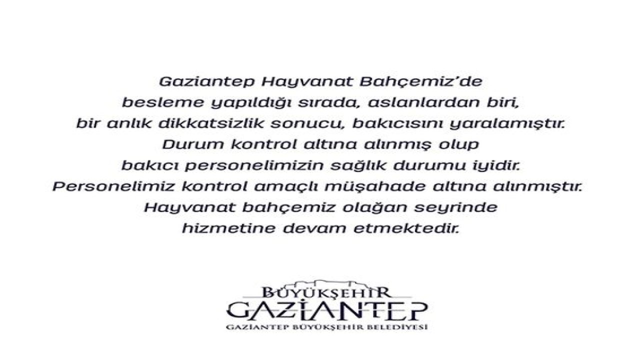 Büyükşehir'den Aslan Açıklaması