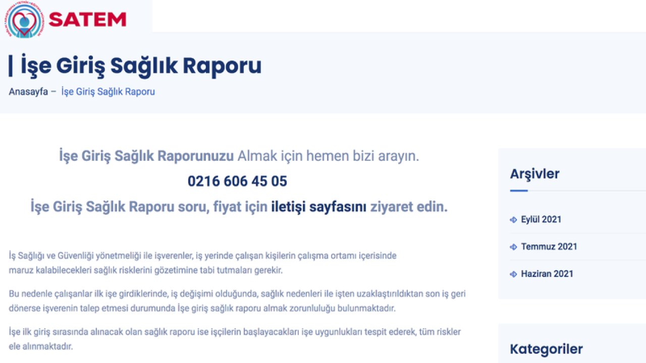 İşe Giriş Sağlık Raporu