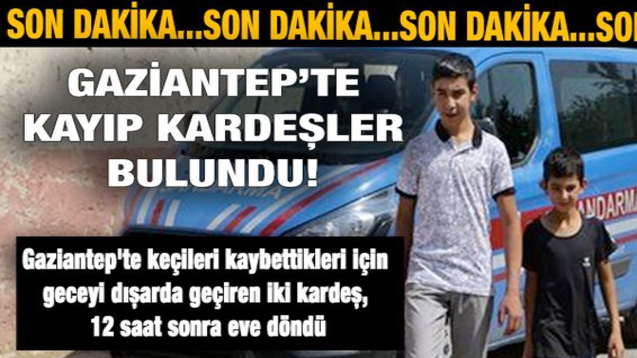 Son dakika: Gaziantep'in Serince Köyünde Kayıp 2 Kardeş Bulundu..Gaziantep'te keçileri kaybettikleri için geceyi dışarda geçirmişler