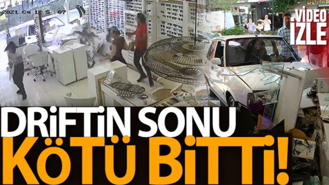 Son Dakika:Video Haber…Drift atan otomobil iş yerine daldı, ortalık savaş alanına döndü