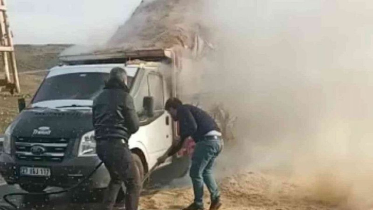 Video Haber:Pikapta çıkan yangın, beton mikseri yardımıyla söndürüldü