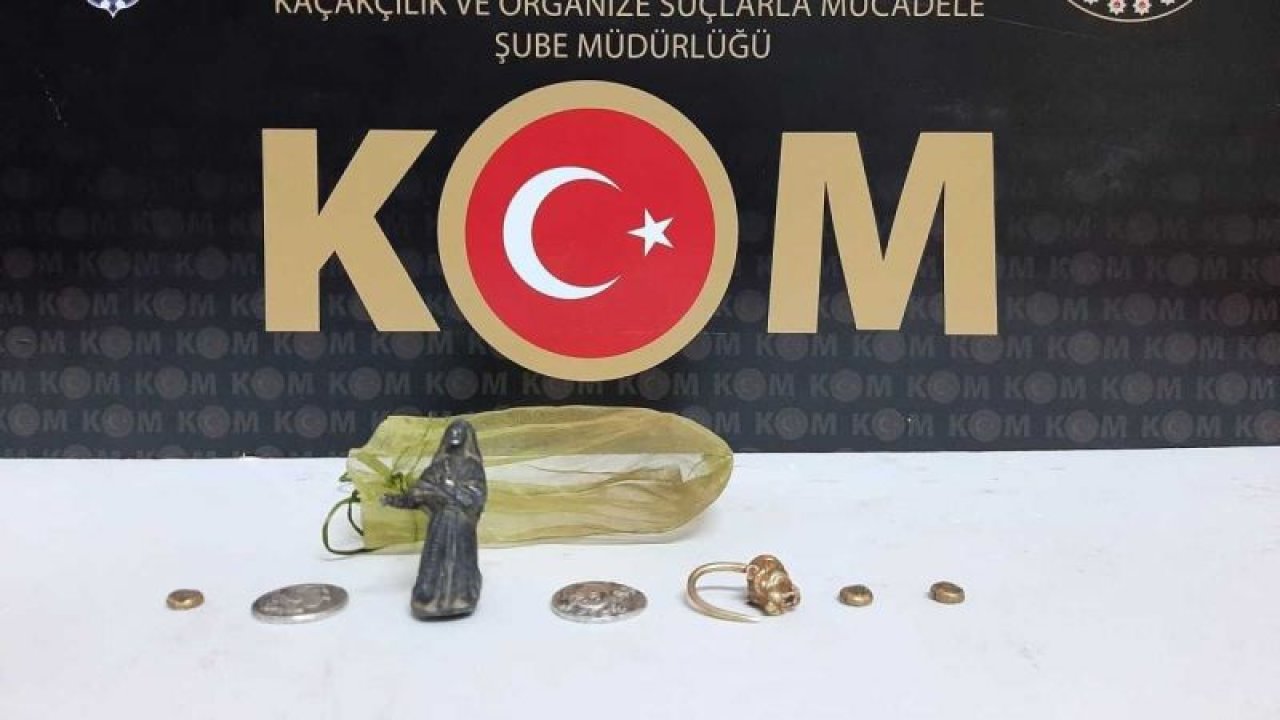 Gaziantep'te tarihi eser olduğu değerlendirilen 7 obje ele geçirildi