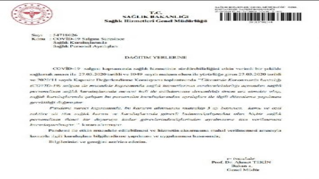 Gaziantep'te ve Türkiye'de Sağlıkçılar Özel Veya Kamu Hastanelerinde 3 Ay Boyunca İzin Alamayacak..! İşten İstifa Edemiyecek...Pandemi Nedir?