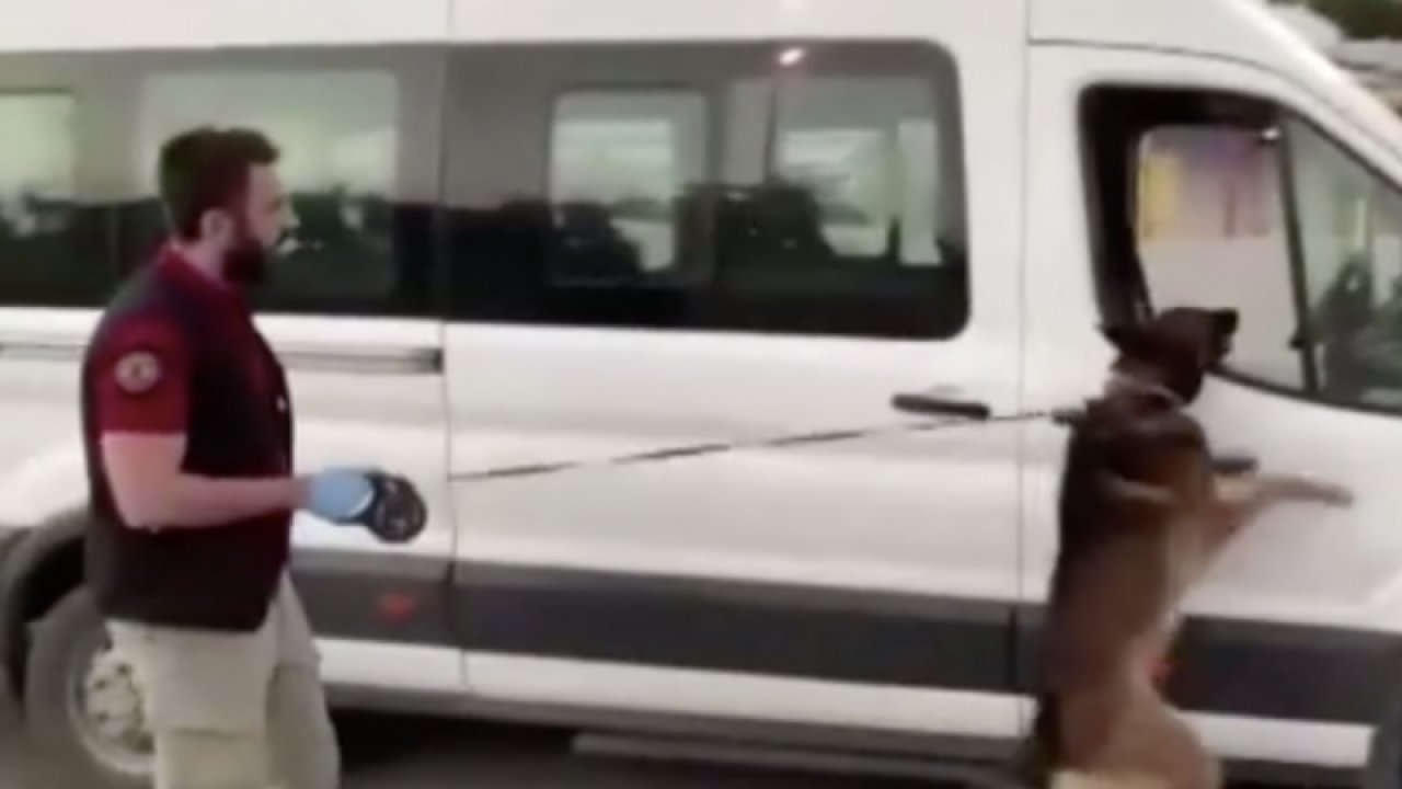 Gaziantep otoyolunda minibüsün klima motor kapağının içinde 16 kilo 250 gram esrar ele geçirildi