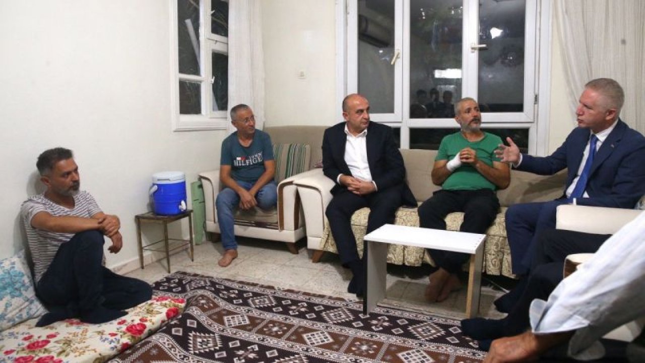 Gaziantep Valisi Davut Gül'den Suriye uyruklu bazı kişiler arasında park yeri nedeniyle önceki gün çıkan bıçaklı kavgada yaralanan Hamit Yıldız'ı (38) evinde ziyaret
