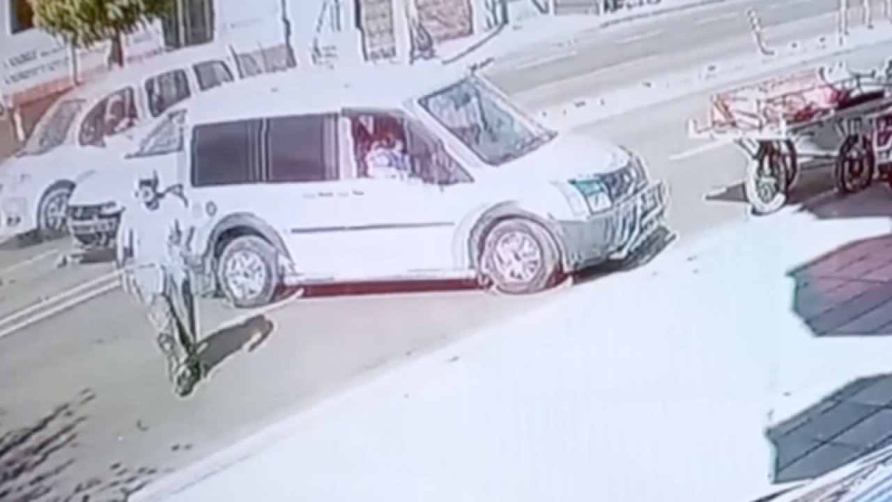 Gaziantep'te bir yaya trafik kazasında ezilmekten son anda kurtuldu! O anlar kameralara yansıdı