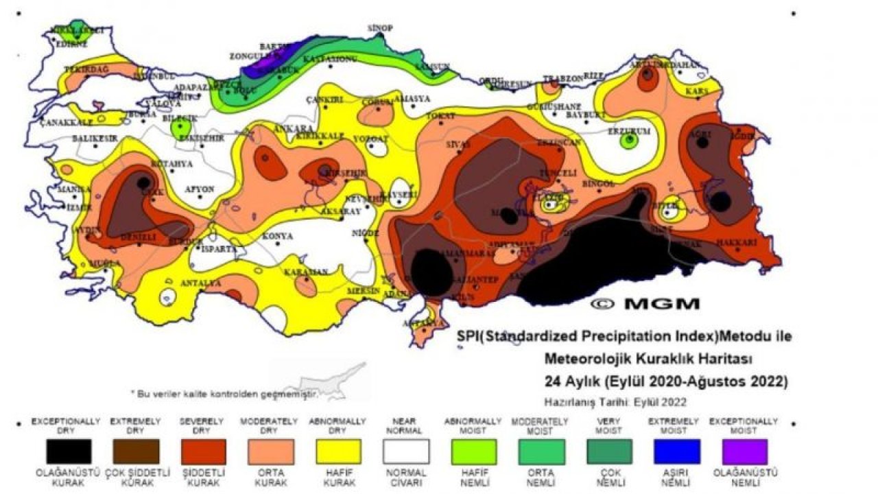 Gaziantep Resmen Çöle Dönüyor! Yayınlanan Kuraklık Haritasında Gaziantep Siyah DURUMDA! Son kuraklık verileri: Güneydoğu'da felakete doğru