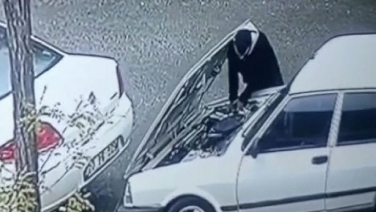 Gaziantep’te güpegündüz pes dedirten akü hırsızlığı