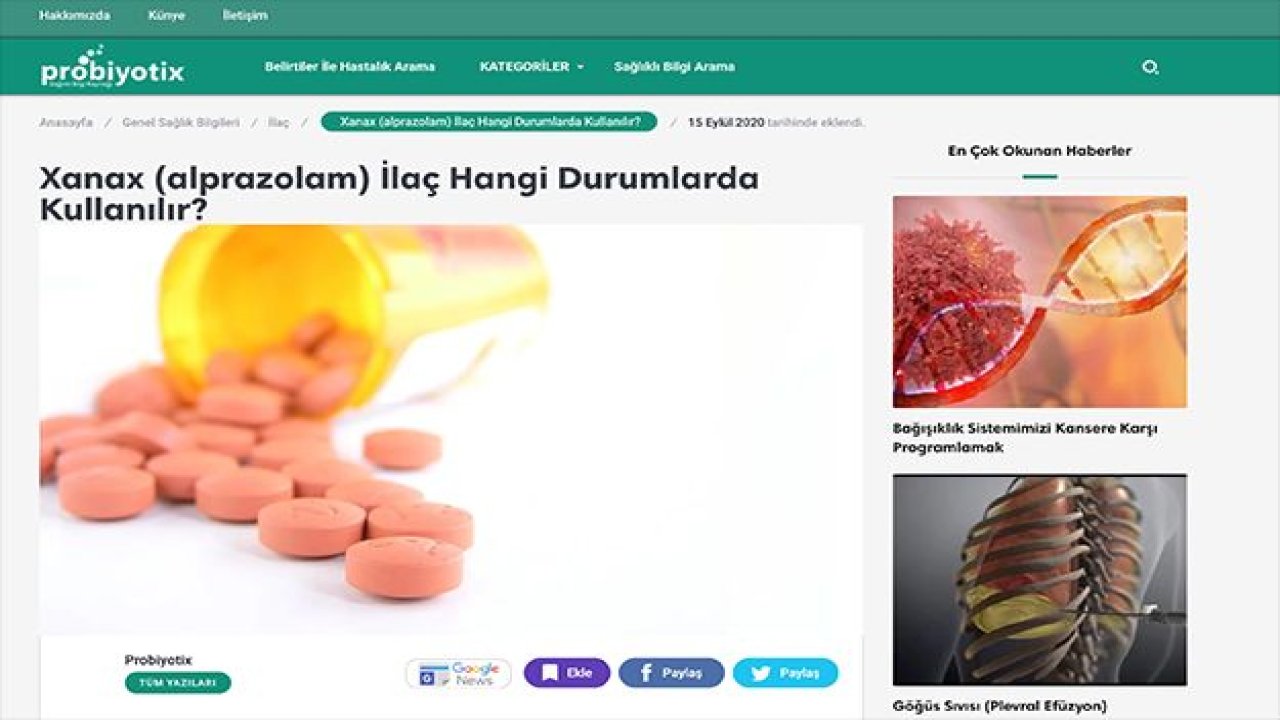 Xanax (alprazolam) İlaç Hangi Durumlarda Kullanılır?