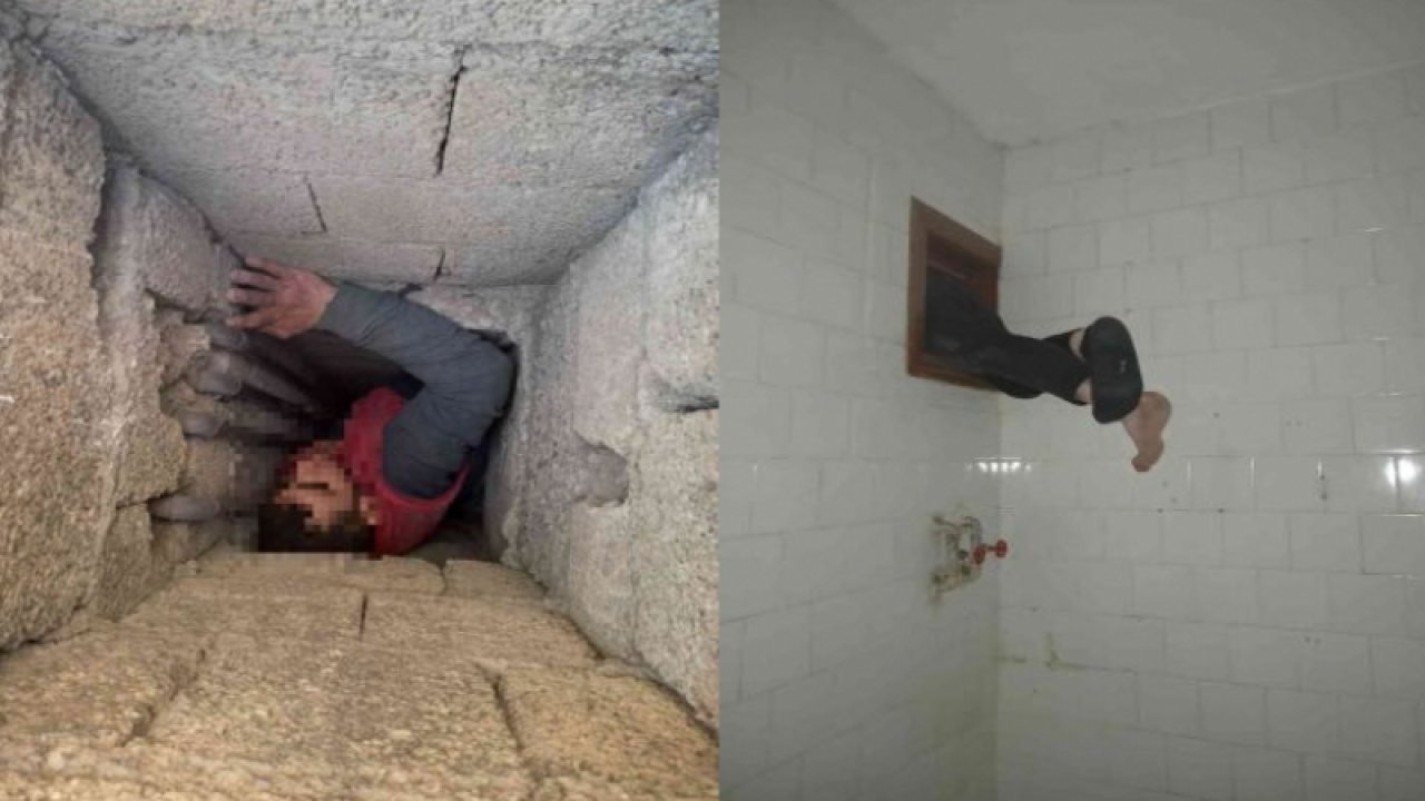 Gaziantep'te bir eve hırsızlık için giren şüpheli şahıs evin havalandırma kısmında sıkışınca yakayı ele verdi