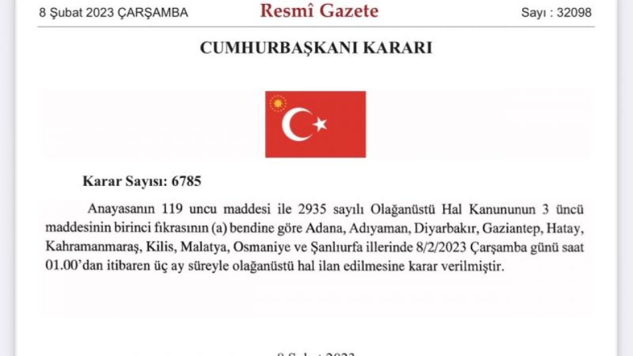 Son dakika! Ohal ilanı Resmi Gazete’de yayınlandı!