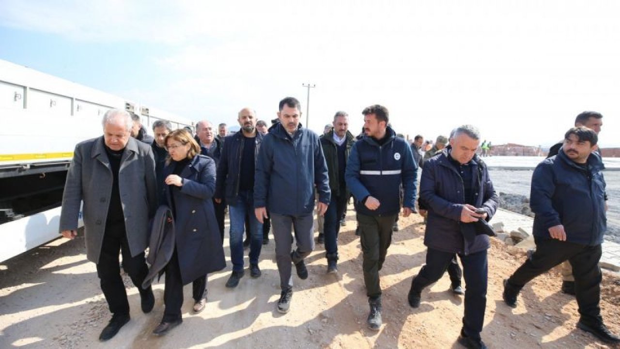 Bakan Murat Kurum, Gaziantep'in Nurdağı ilçesinde incelemelerde bulundu