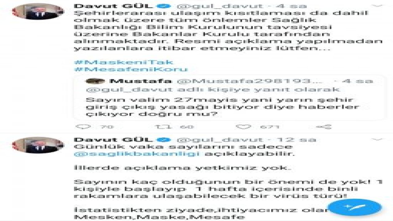 Vali Gül seyahat ve sokağa çıkma yasağı ile ilgili ne açıklama yaptı?