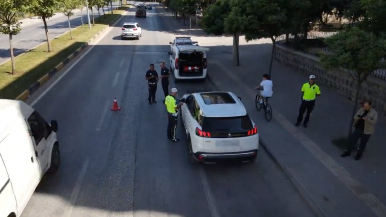 Gaziantep’te drone destekli trafik uygulaması