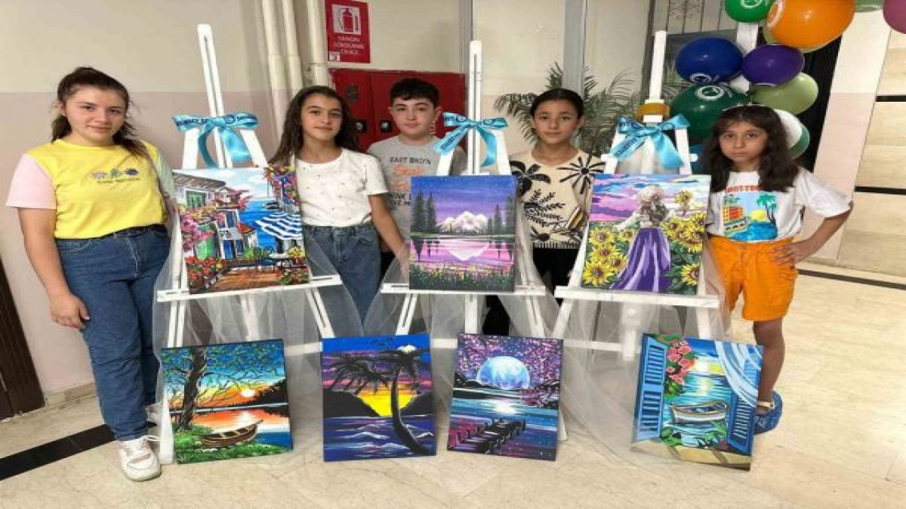 Gaziantep Şahinbeyli minik öğrencilerden muhteşem tablolar
