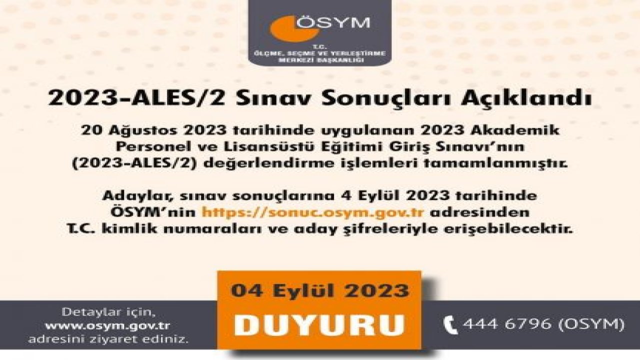 2023-ALES/2 sonuçları açıklandı