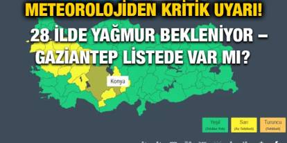 Meteorolojiden Kritik Uyarı! 28 İlde Yağmur Bekleniyor – Gaziantep Listede Var mı?