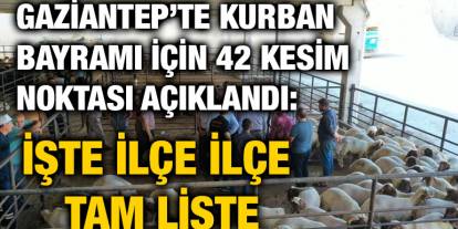 Gaziantep’te Kurban Bayramı İçin 42 Kesim Noktası Açıklandı: İşte İlçe İlçe Tam Liste