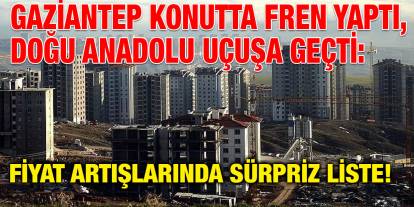 Gaziantep Konutta Fren Yaptı, Doğu Anadolu Uçuşa Geçti: Fiyat Artışlarında Sürpriz Liste!