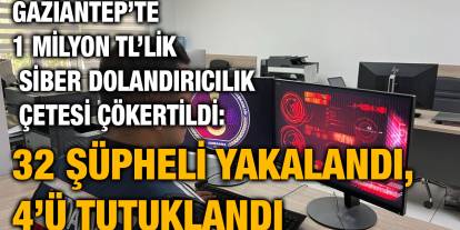 Gaziantep’te 1 Milyon TL’lik Siber Dolandırıcılık Çetesi Çökertildi: 32 Şüpheli Yakalandı, 4’ü Tutuklandı