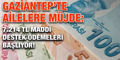 Gaziantep’te Ailelere Müjde: 7.214 TL Maddi Destek Ödemeleri Başlıyor!