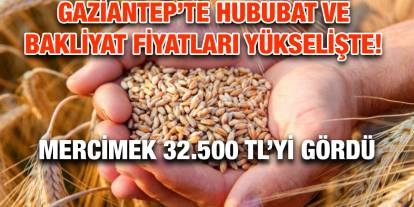 Gaziantep’te Hububat ve Bakliyat Fiyatları Yükselişte! Mercimek 32.500 TL’yi Gördü