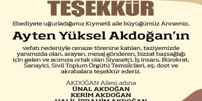 Gaziantep Bu Vefatla Üzülmüştü! Akdoğan Ailesi'nden Anlamlı Teşekkür